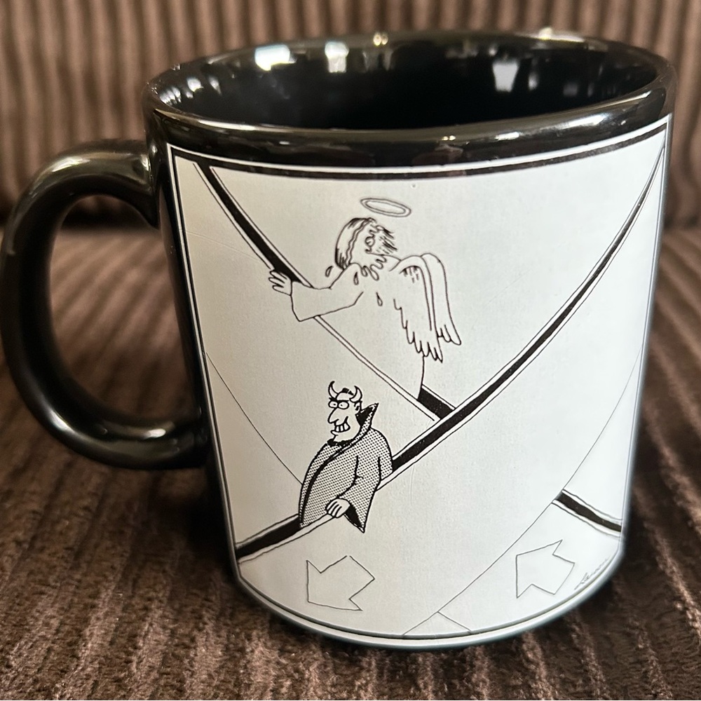Vintage The Far Side Mug Gary Larson Angel Devil Crossroads 1981